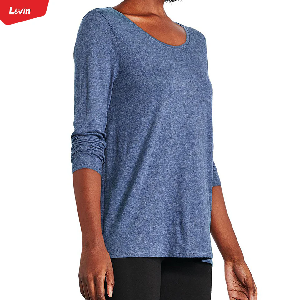 Womens Long Sleeve Round Neck Cotton Blend T-shirt - Image 19