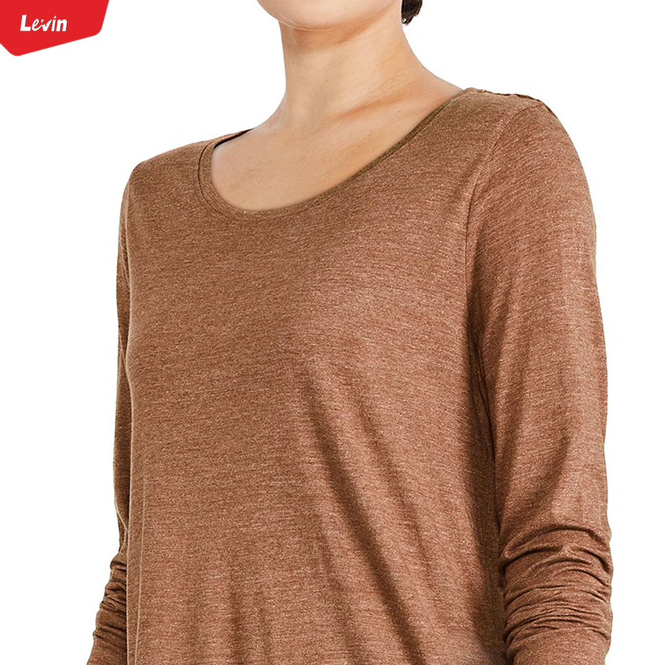 Womens Long Sleeve Round Neck Cotton Blend T-shirt - Image 4