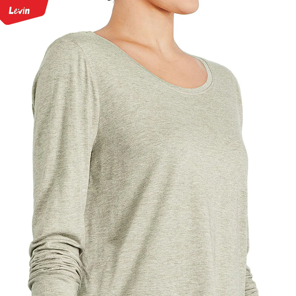 Womens Long Sleeve Round Neck Cotton Blend T-shirt - Image 5