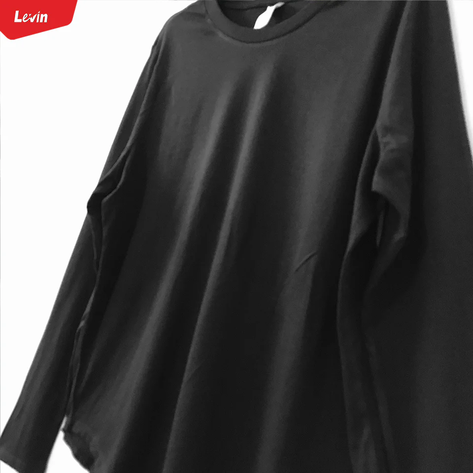 Womens Long Sleeve Round Neck Ribbed Neckline Cotton T Shirt - Image 12