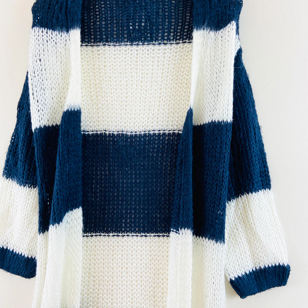 Womens Long Waffle Knit Open Cardigan - Image 5