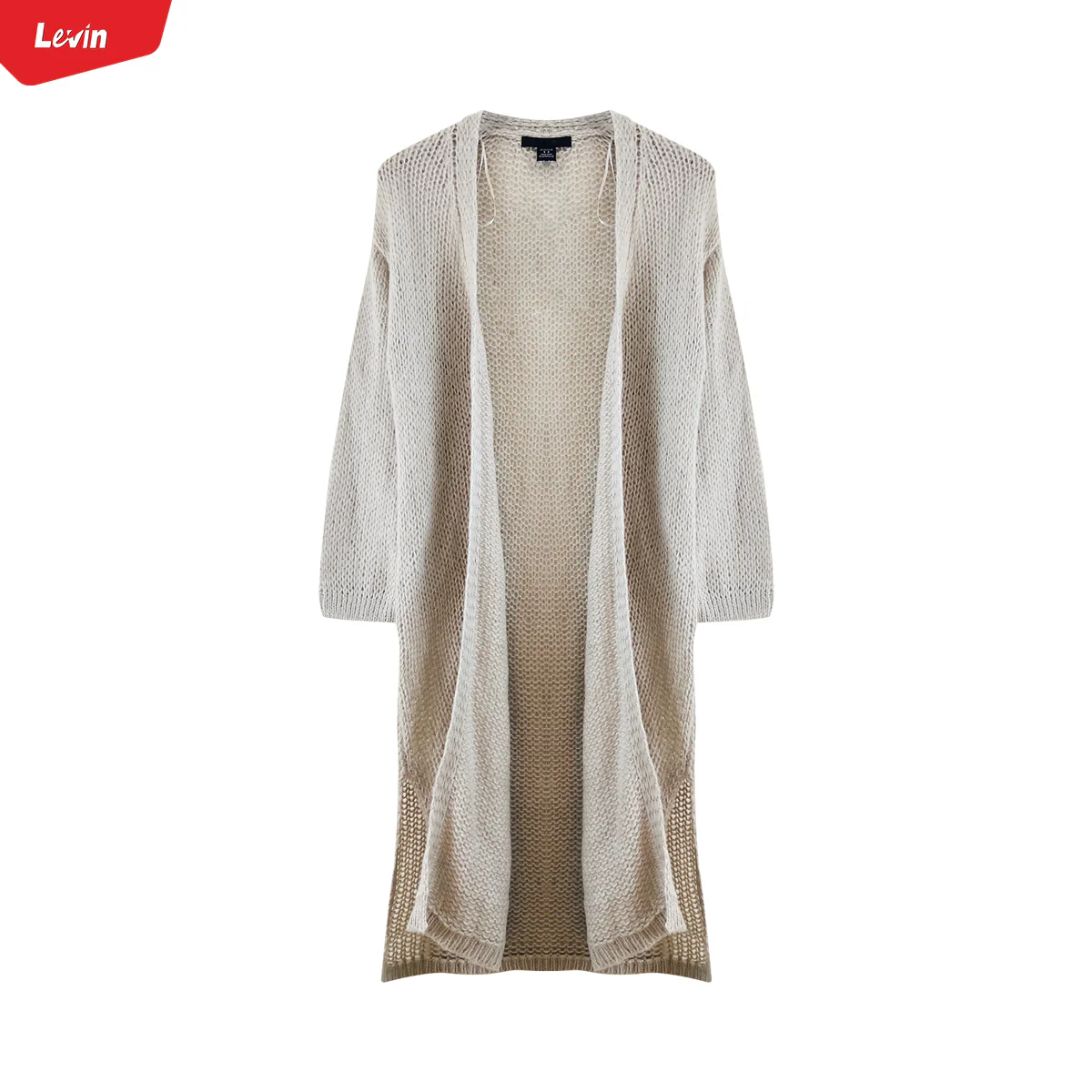 Womens Long Waffle Knit Open Cardigan - Image 7