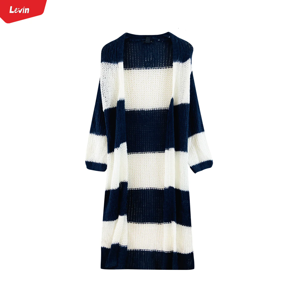 Womens Long Waffle Knit Open Cardigan - Image 8