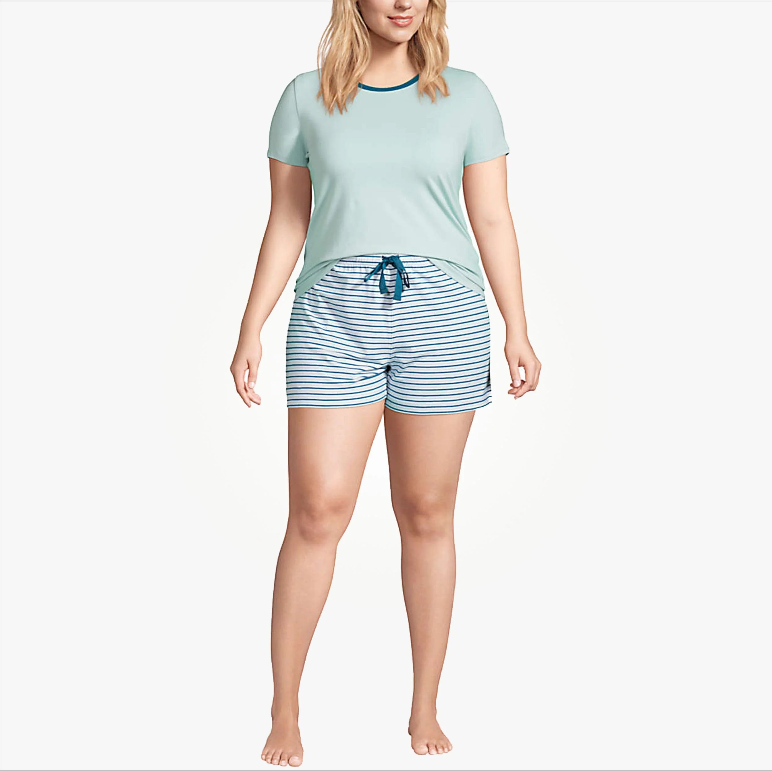 Womens Multicolor Plus Size Casual Summer Cotton Shorts - Image 11