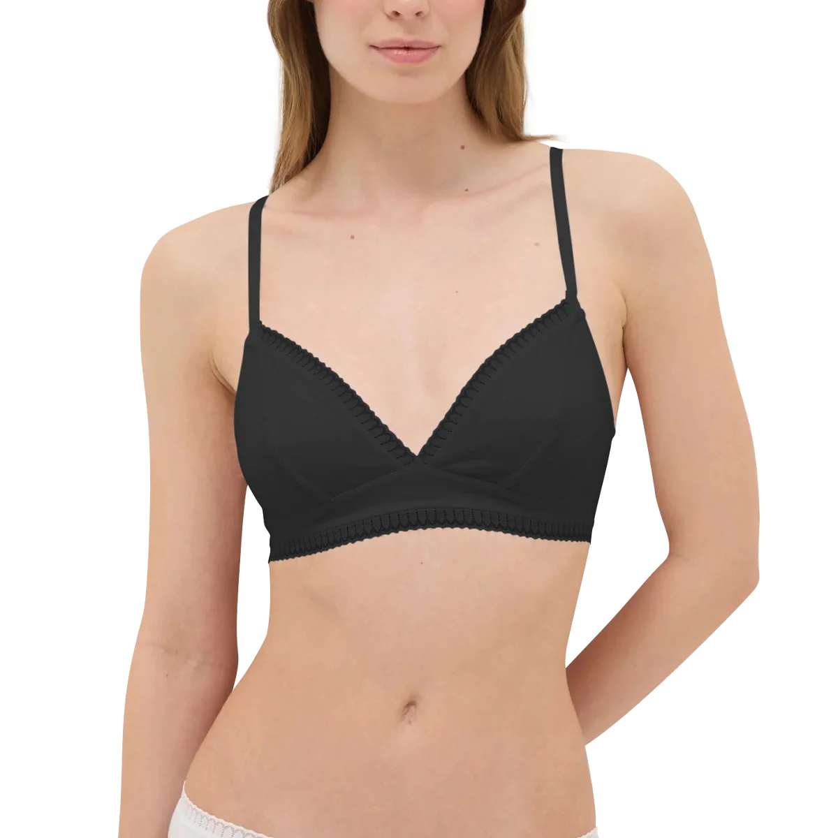 Womens Padding & Adjustable Straps Triangle Cotton Bra with Lace - Image 17