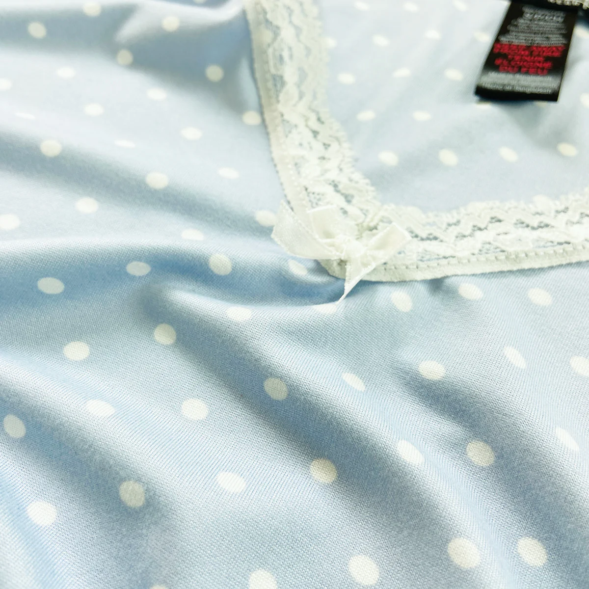 Womens Polka Dot Soft Stretch Lace Trim Sleepwear 3/4 Pajama Set - Image 10
