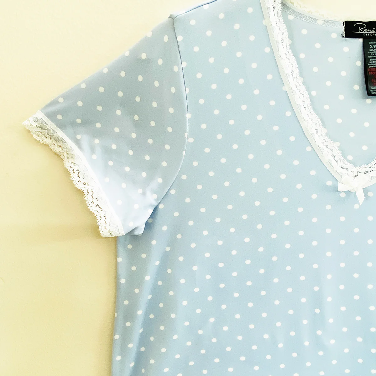 Womens Polka Dot Soft Stretch Lace Trim Sleepwear 3/4 Pajama Set - Image 5