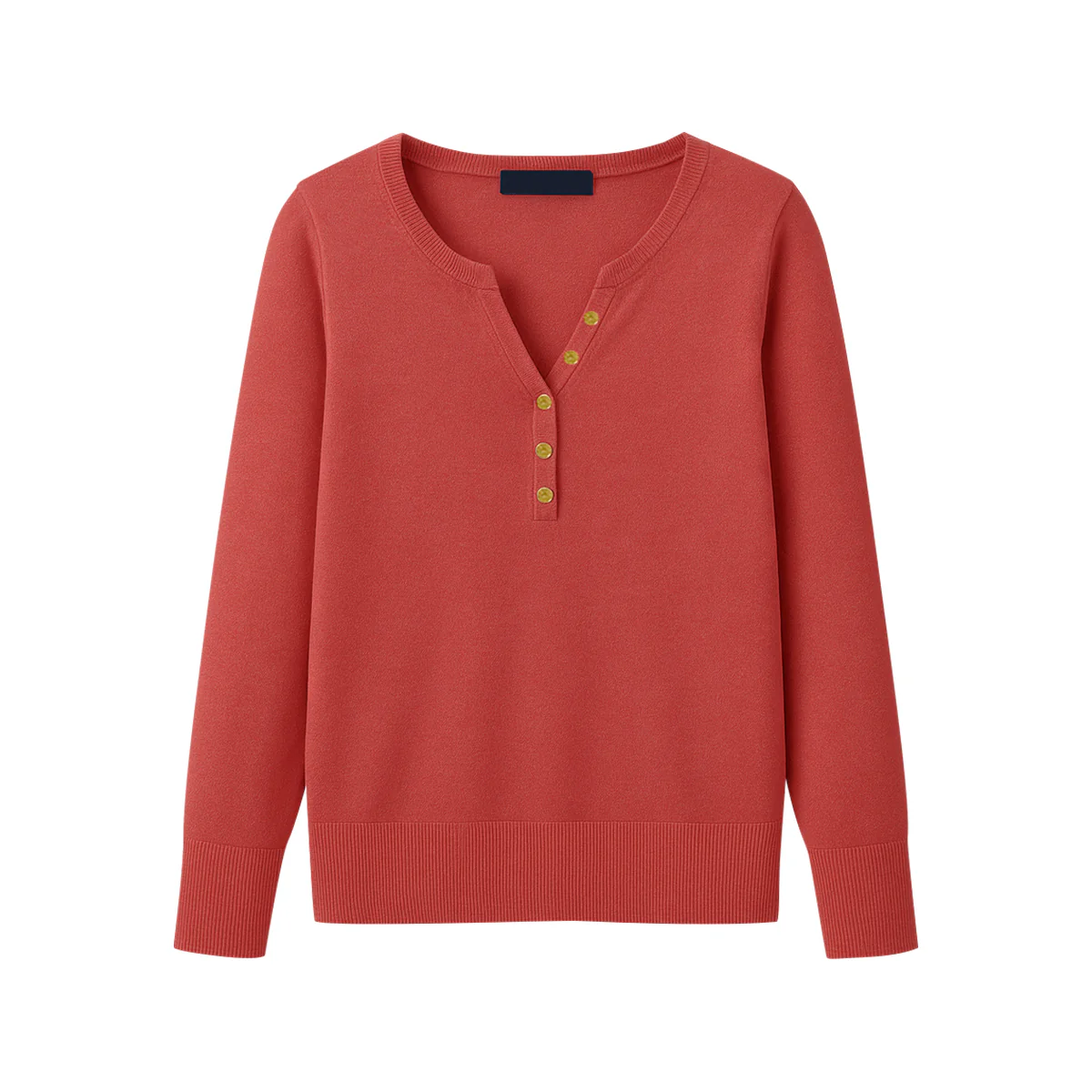 Womens Premium Long Sleeve Soft Knit Henley Sweater - Image 13