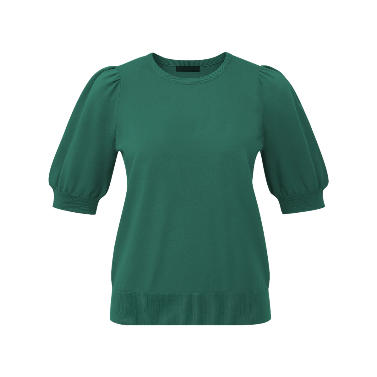 Womens Puff Short Sleeve Round Neck Knit Top - Image 10