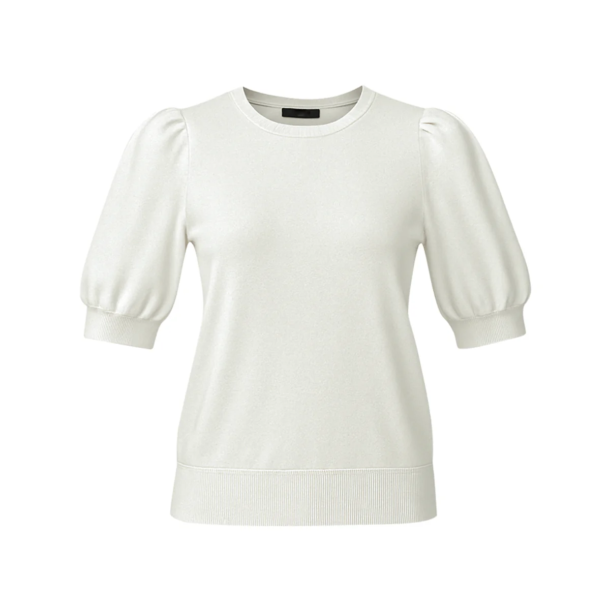 Womens Puff Short Sleeve Round Neck Knit Top - Image 11