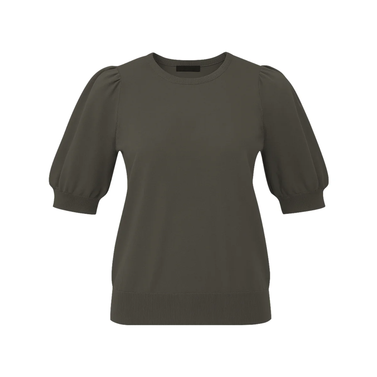 Womens Puff Short Sleeve Round Neck Knit Top - Image 12