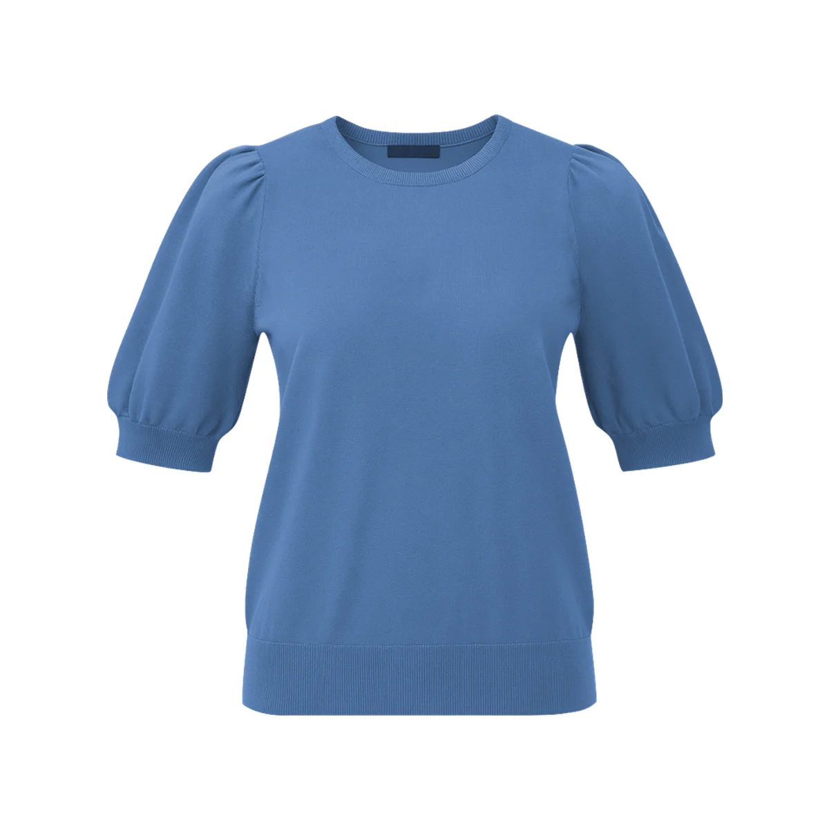 Womens Puff Short Sleeve Round Neck Knit Top - Image 13