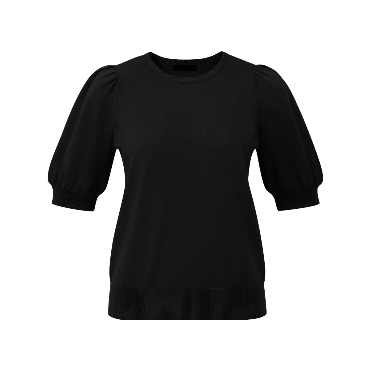 Womens Puff Short Sleeve Round Neck Knit Top - Image 14