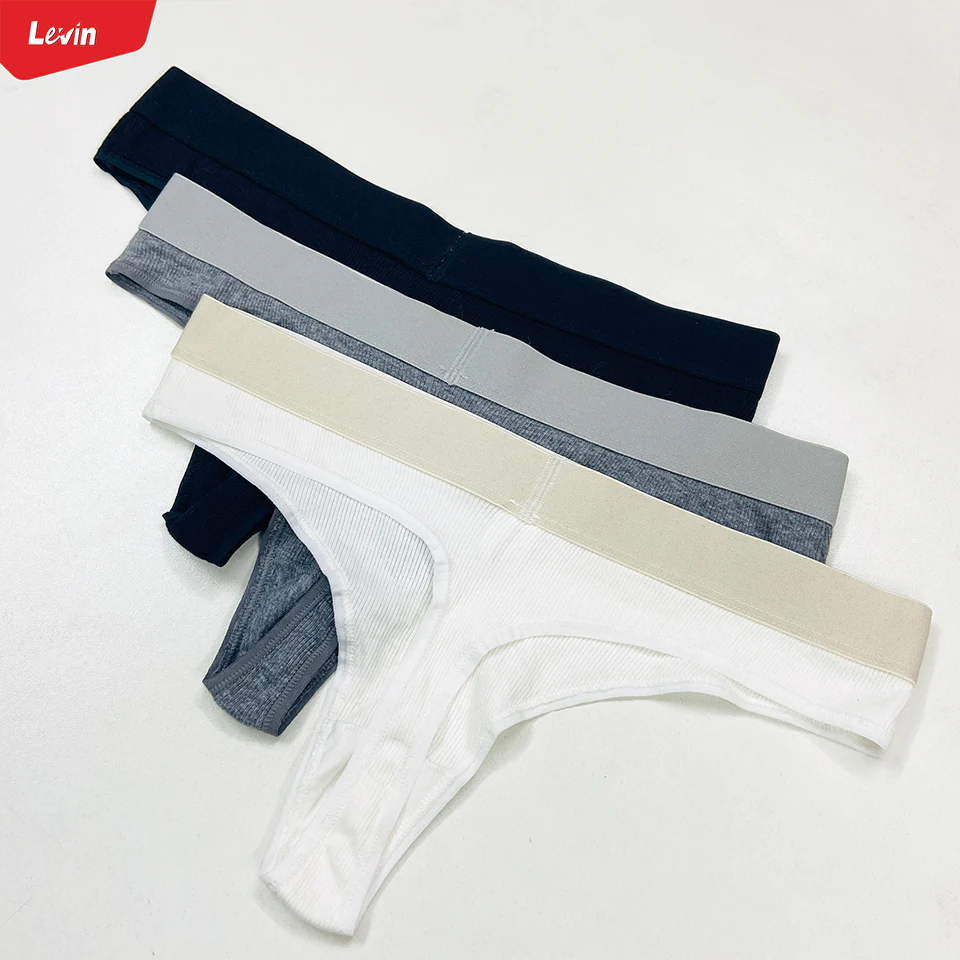 Womens Low Waist Ribbed Cotton Thong Panty - Image 11