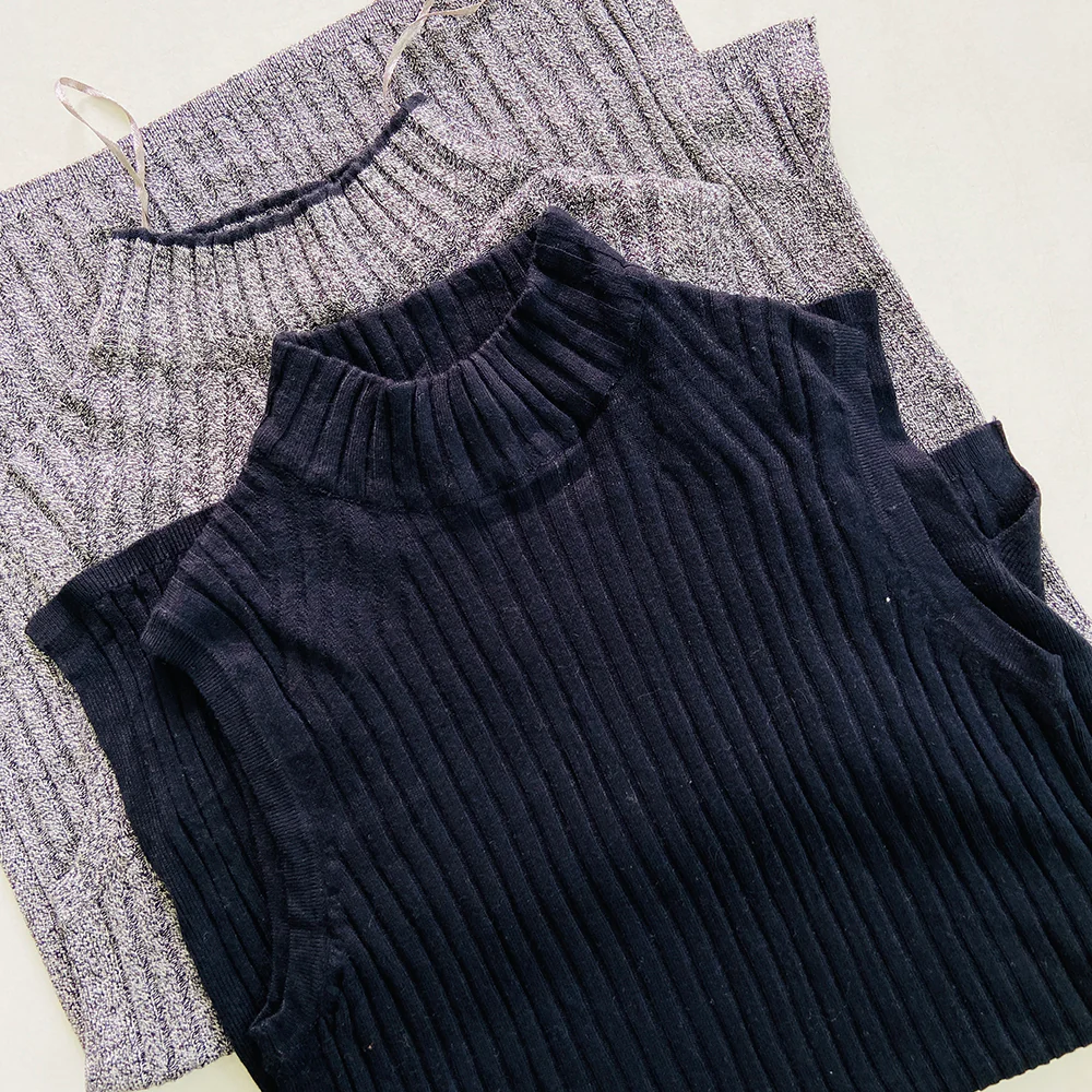 Womens Ribbed Funnel Neck Sleeveless Jumper - Image 10