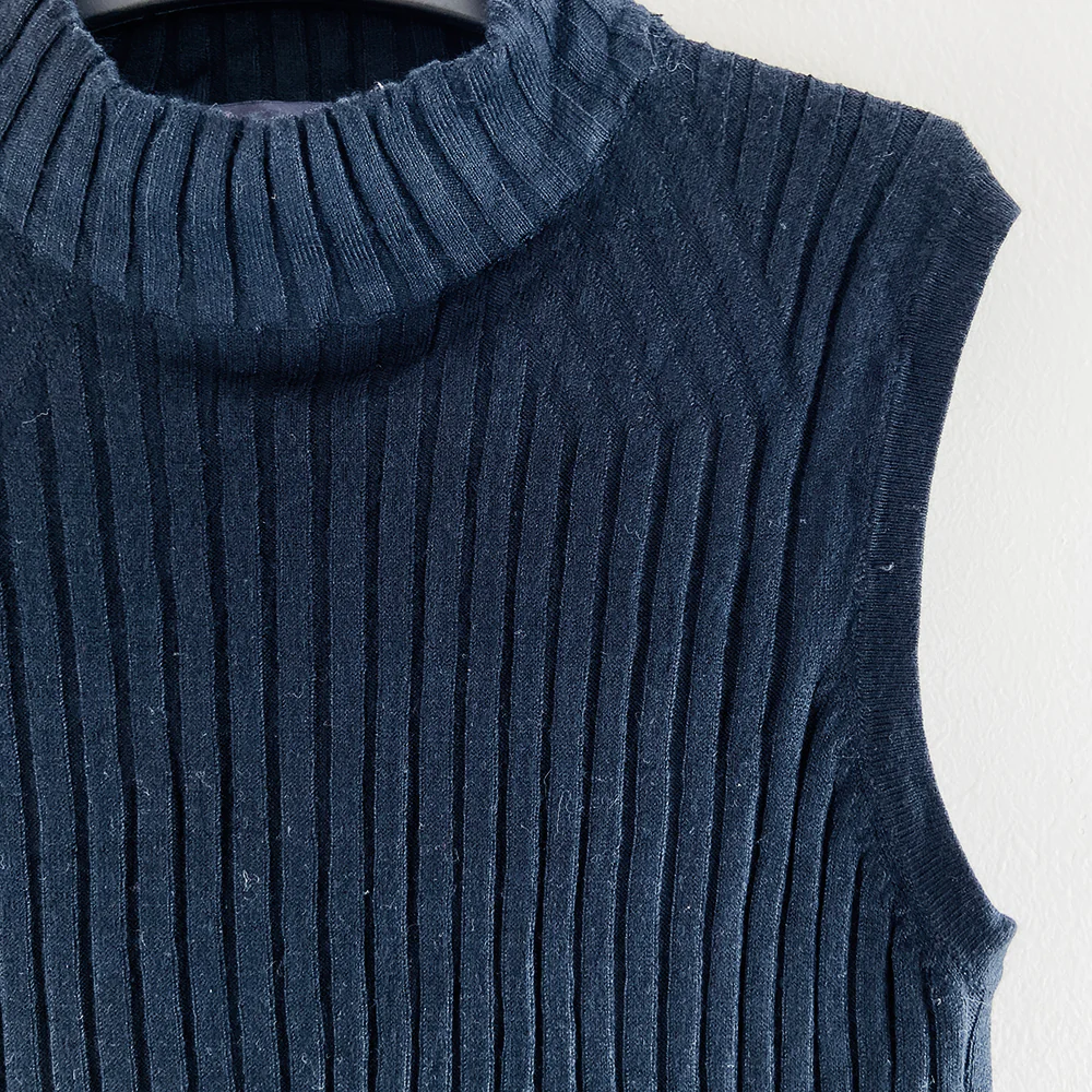 Womens Ribbed Funnel Neck Sleeveless Jumper - Image 12