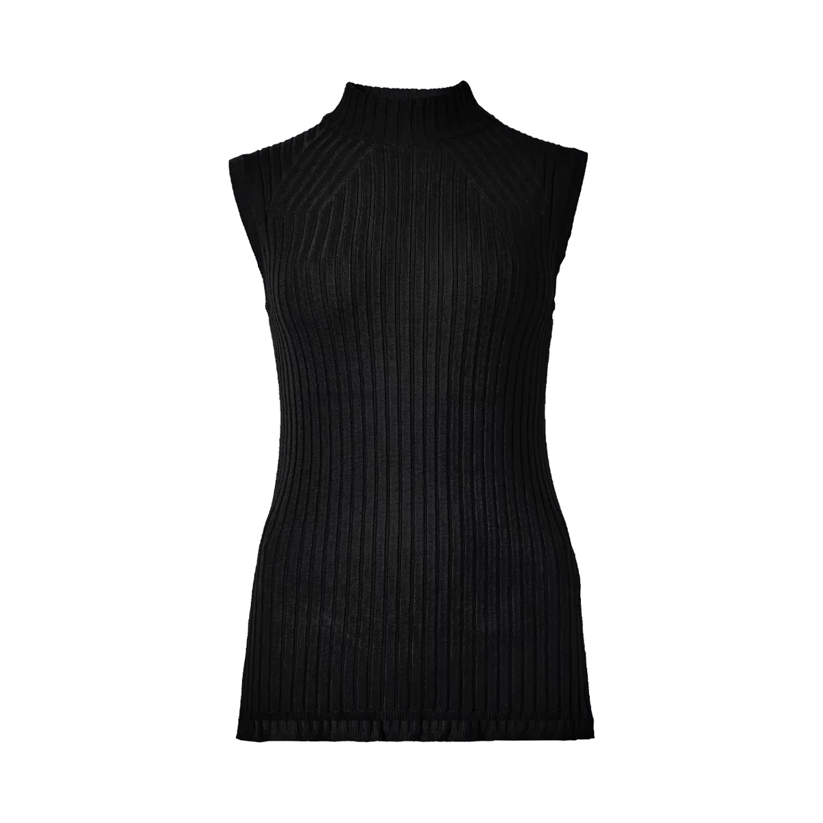 Womens Ribbed Funnel Neck Sleeveless Jumper - Image 6