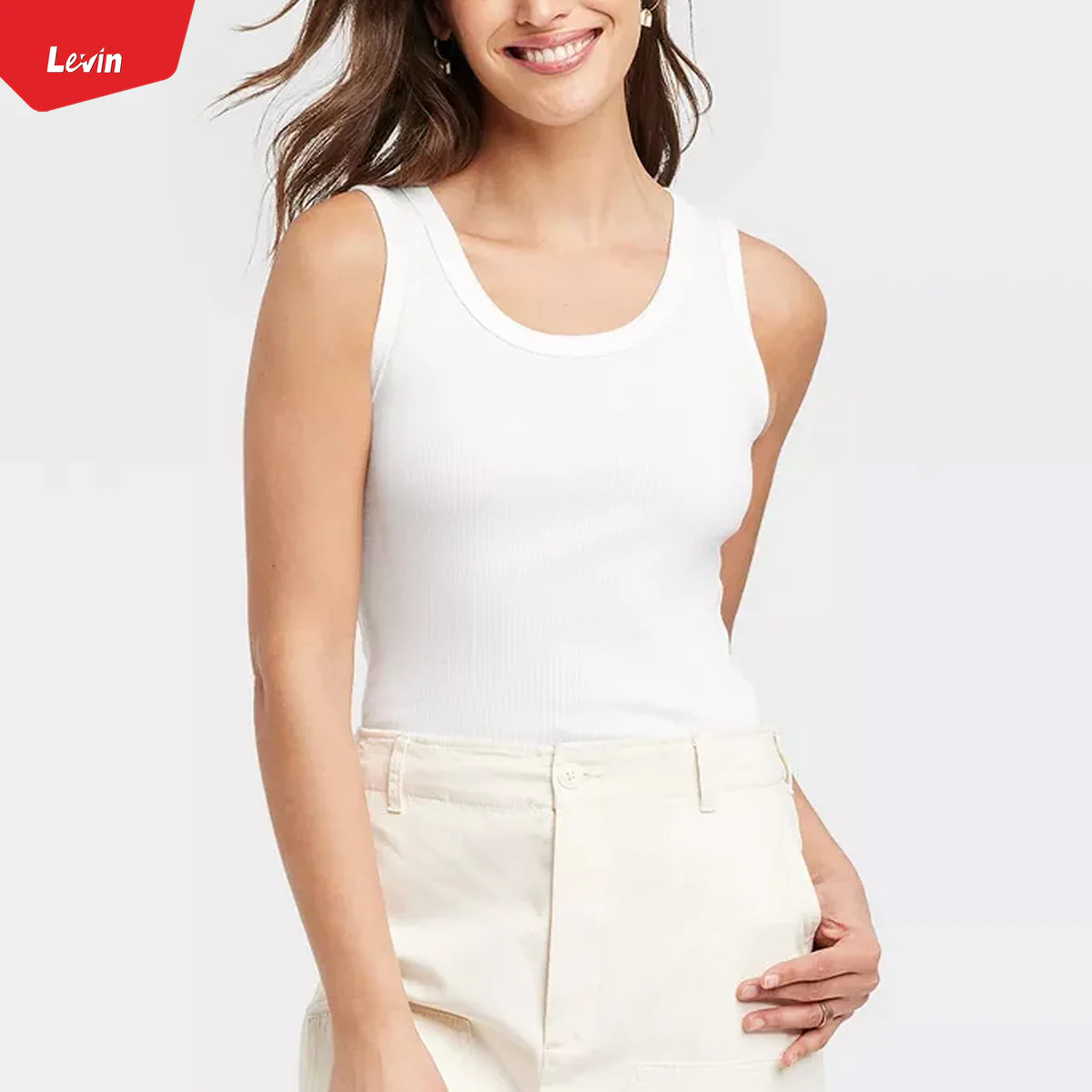 Women's Ribbed Stretch Cotton Tank Top - Image 7