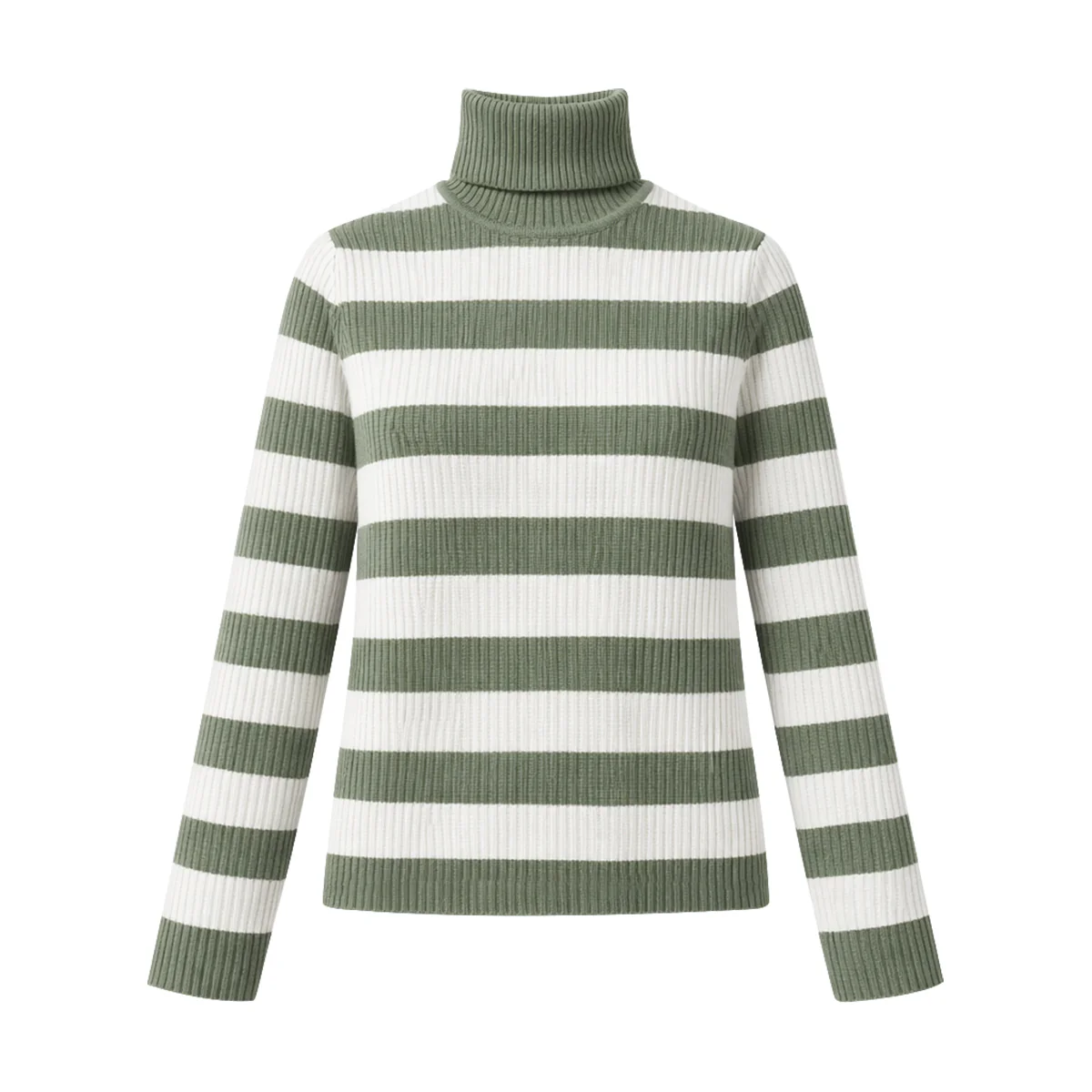 Womens Ribbed Striped Soft Knit Turtleneck Sweater - Image 15