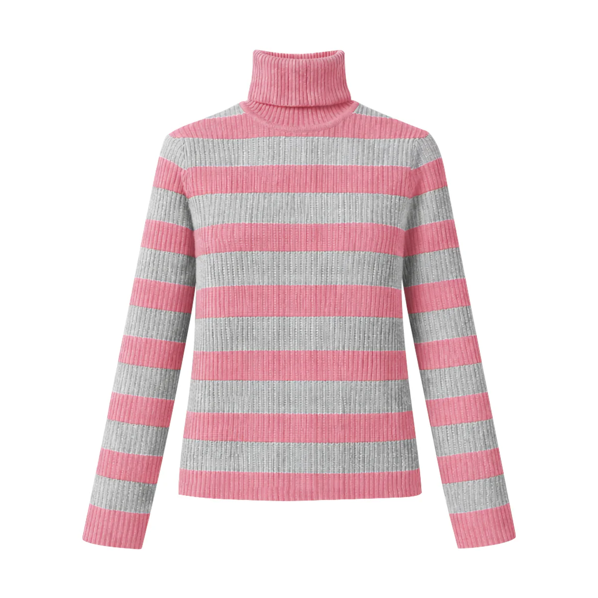 Womens Ribbed Striped Soft Knit Turtleneck Sweater - Image 16