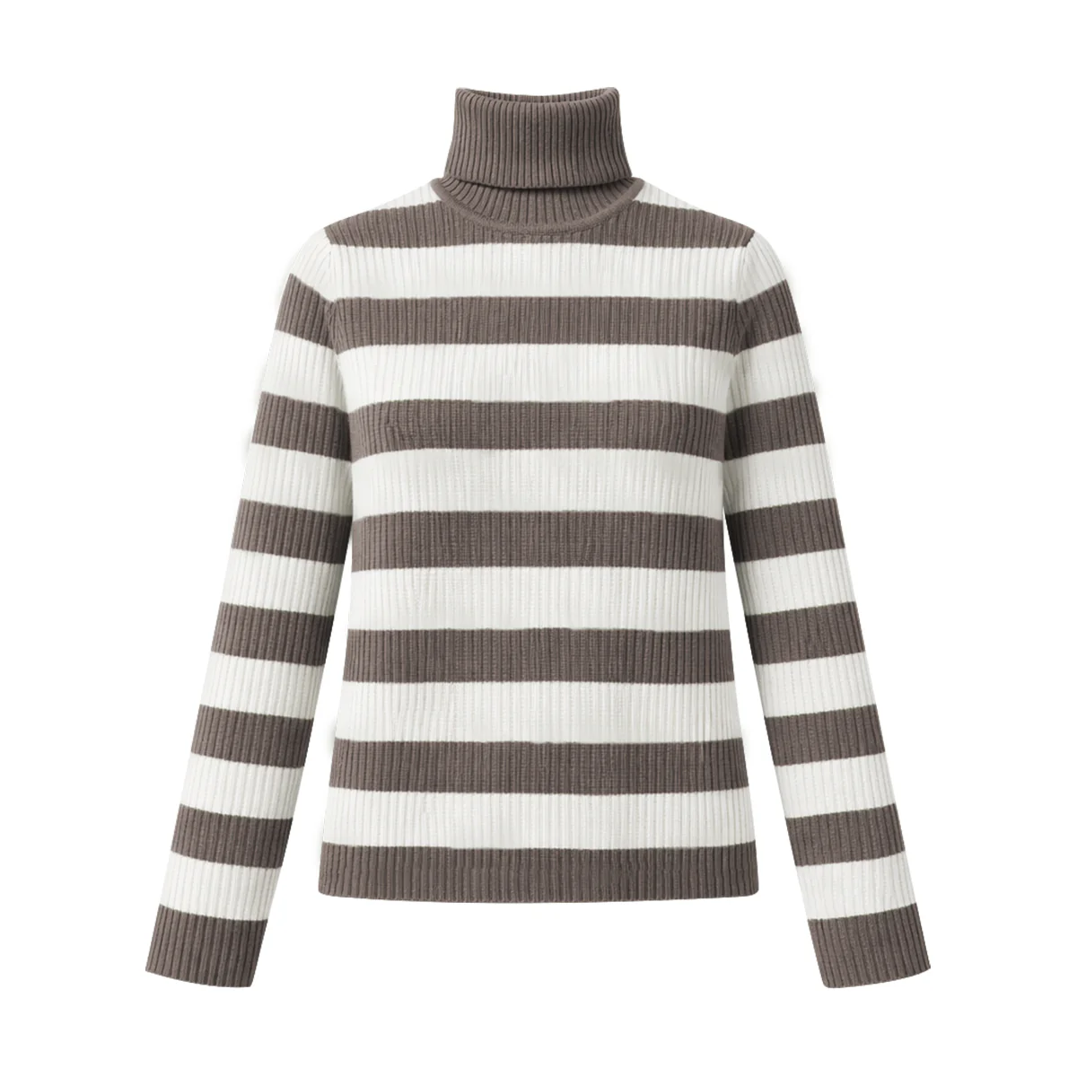 Womens Ribbed Striped Soft Knit Turtleneck Sweater - Image 17