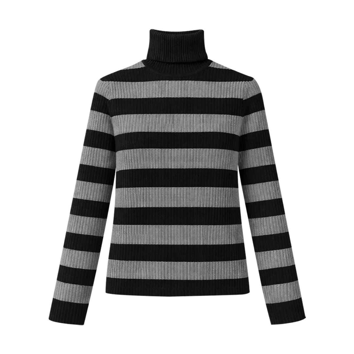 Womens Ribbed Striped Soft Knit Turtleneck Sweater - Image 18
