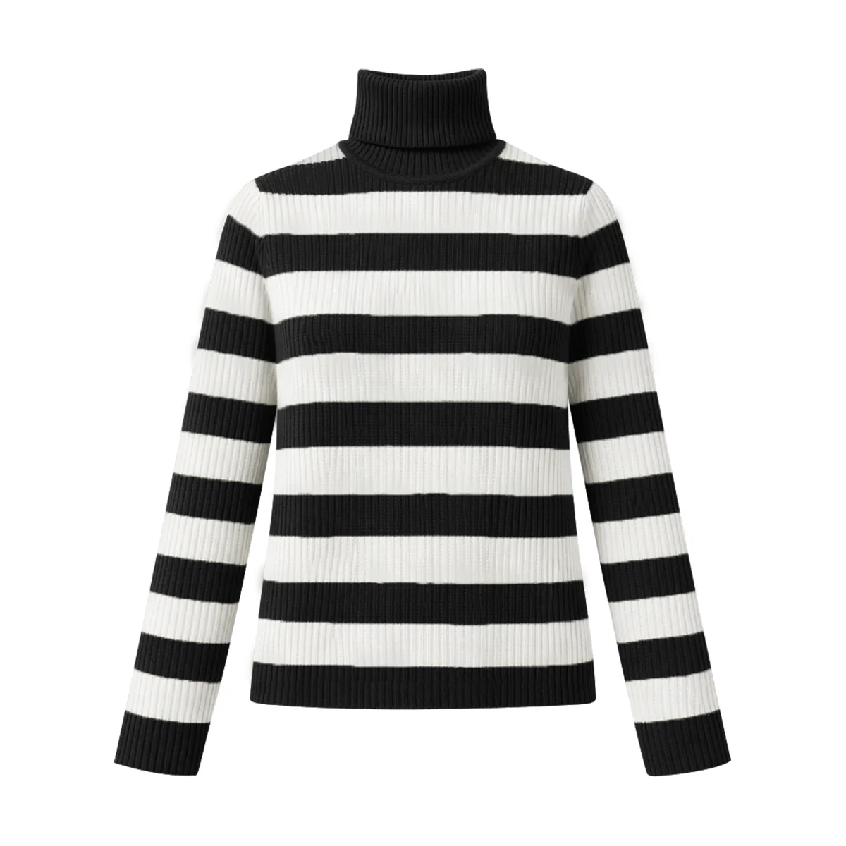 Womens Ribbed Striped Soft Knit Turtleneck Sweater - Image 19