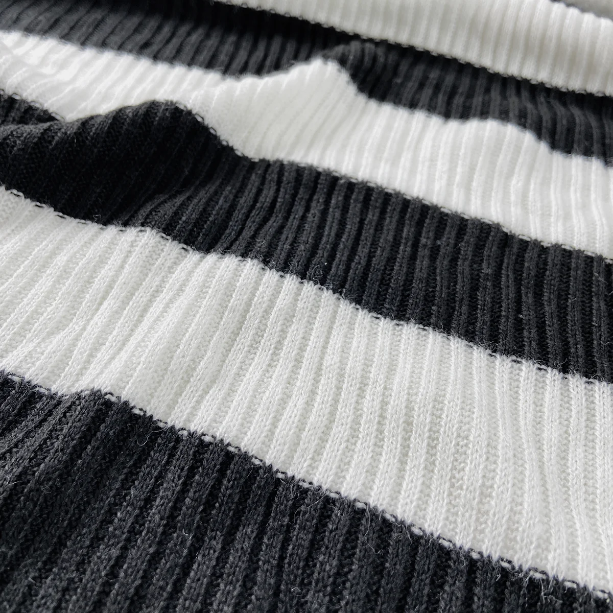 Womens Ribbed Striped Soft Knit Turtleneck Sweater - Image 5