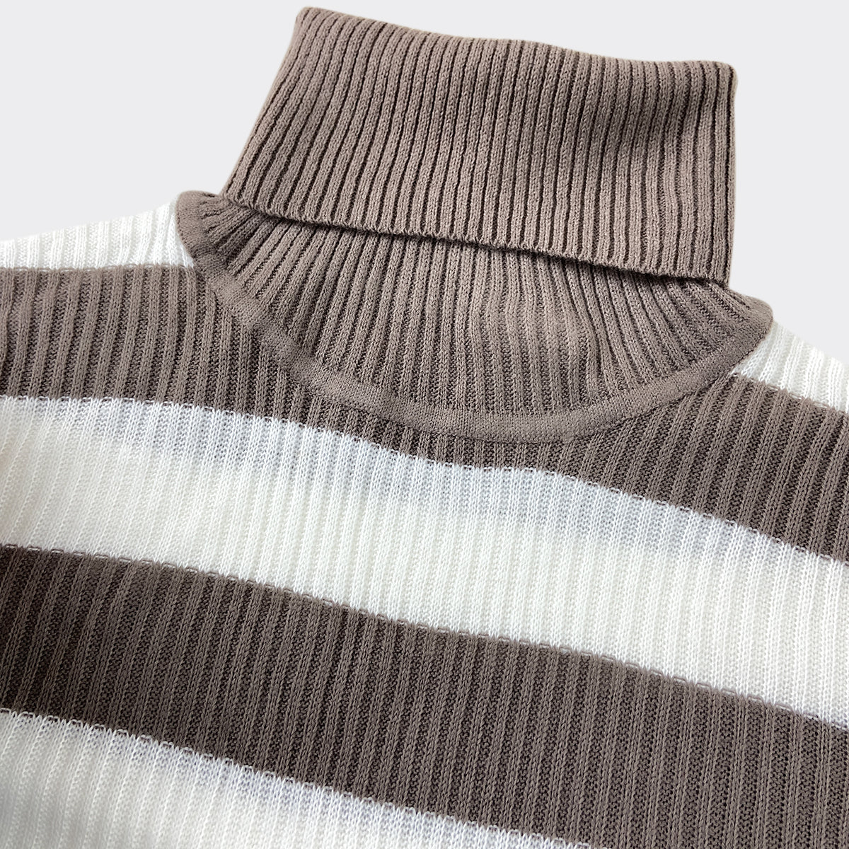 Womens Ribbed Striped Soft Knit Turtleneck Sweater - Image 8