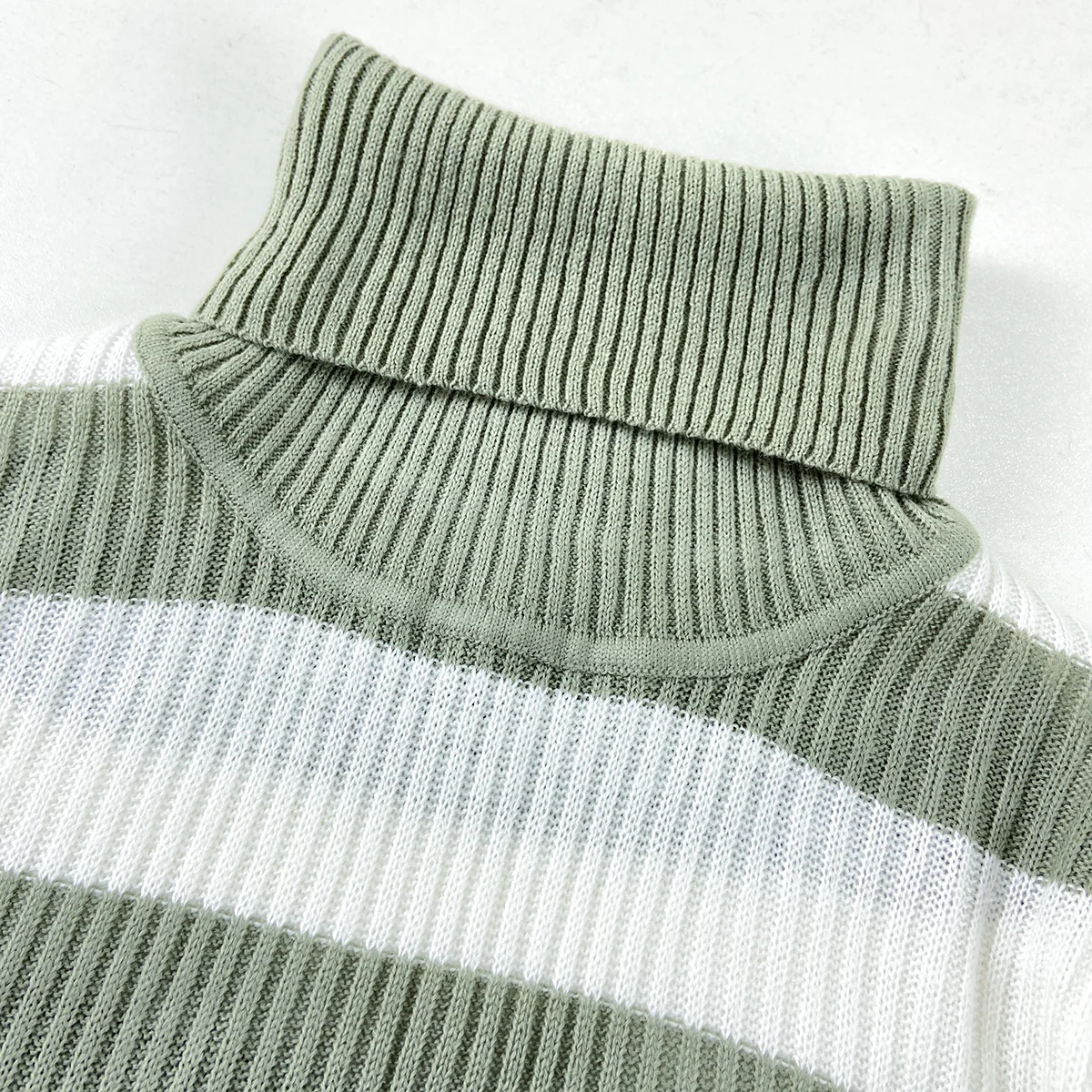 Womens Ribbed Striped Soft Knit Turtleneck Sweater - Image 9