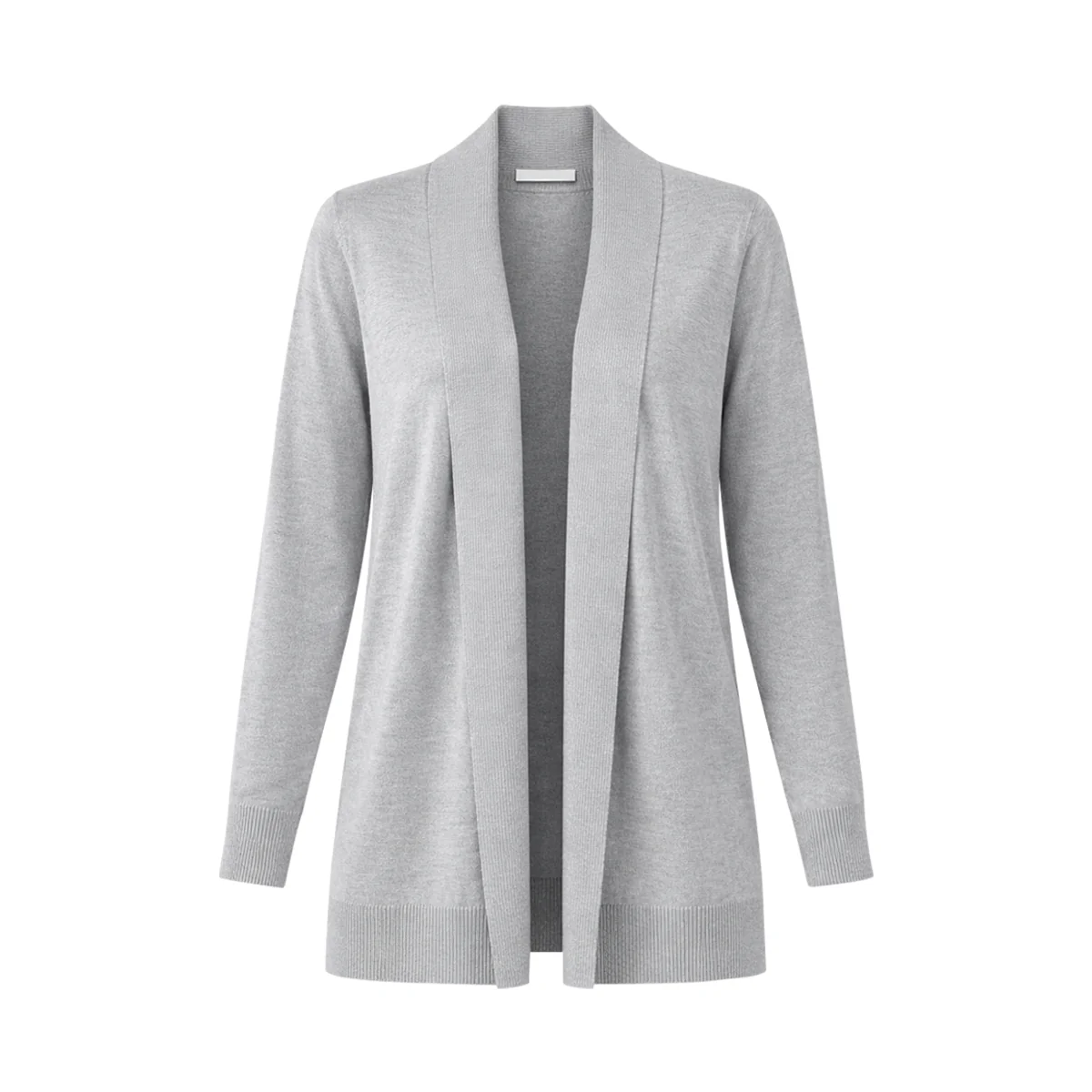 Womens Ribbed Trim Classic Open-Front Knit Cardigan - Image 11