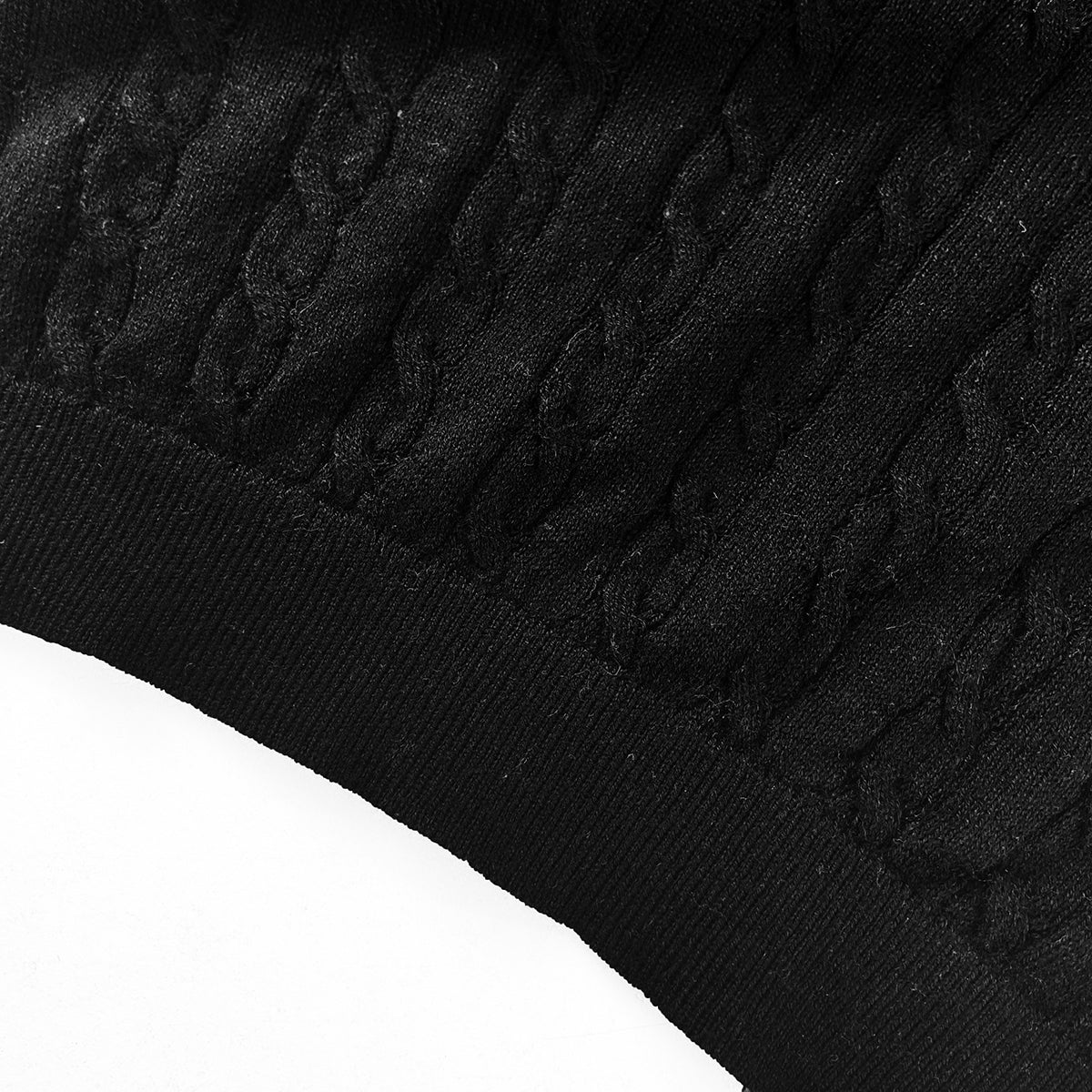 Womens Round Neck Premium Cable Knit Short Sleeve Sweater - Image 9