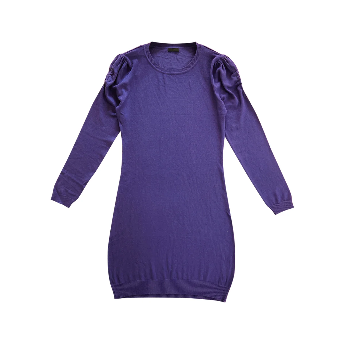 Womens Round Neck Ruffle Shoulder Knit Sweater Dress - Image 5