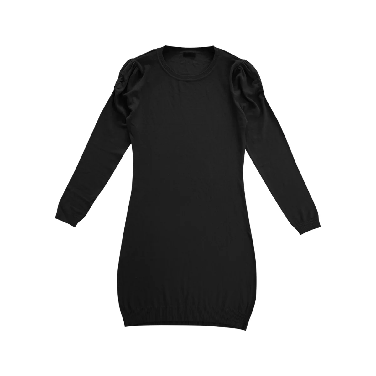 Womens Round Neck Ruffle Shoulder Knit Sweater Dress - Image 6