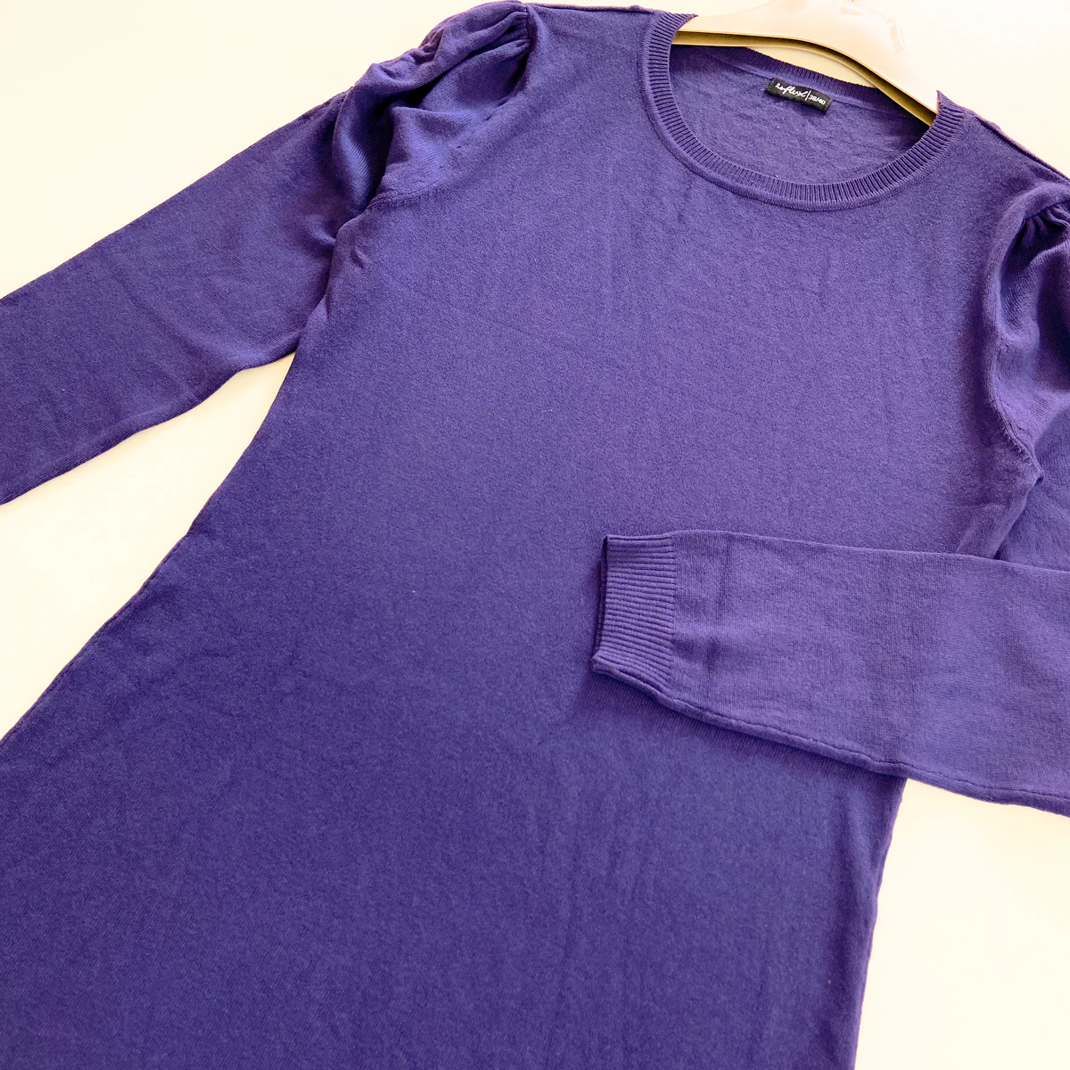 Womens Round Neck Ruffle Shoulder Knit Sweater Dress - Image 9