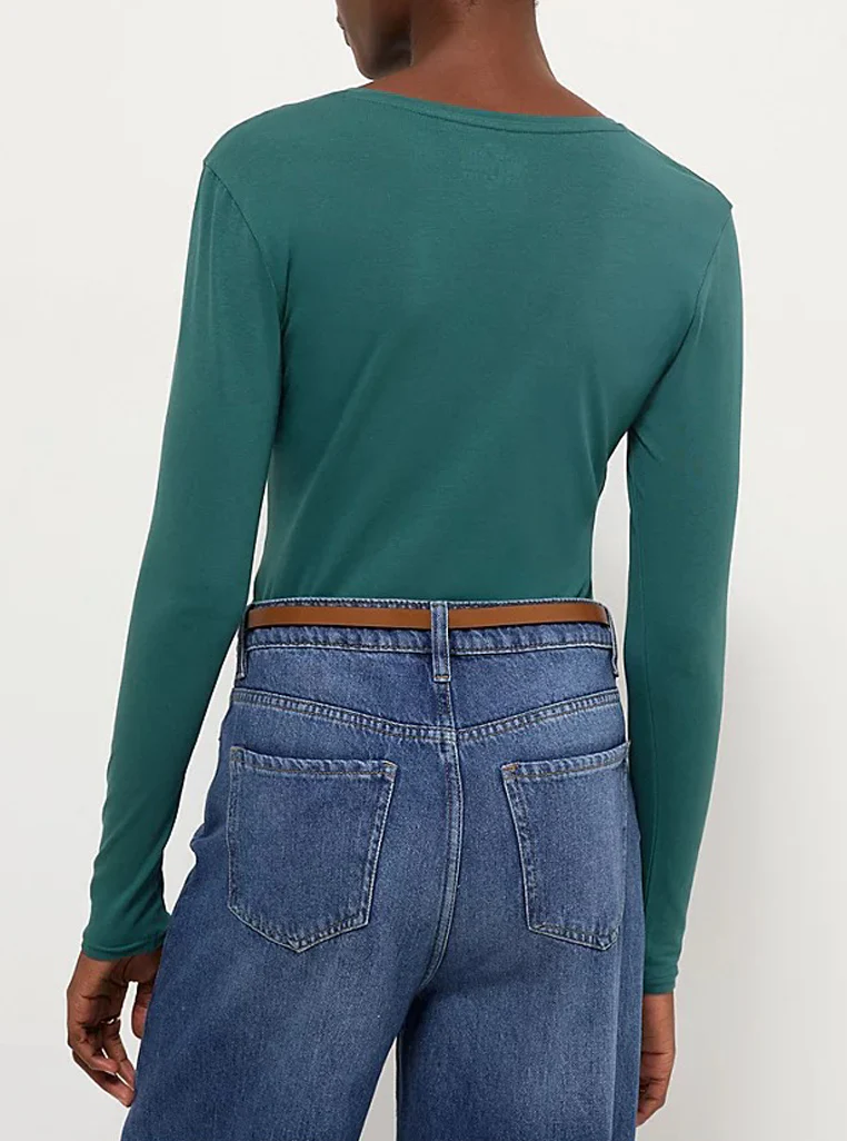 Womens Scoop Neck Long Sleeve Cotton Jersey T-Shirt - Image 14