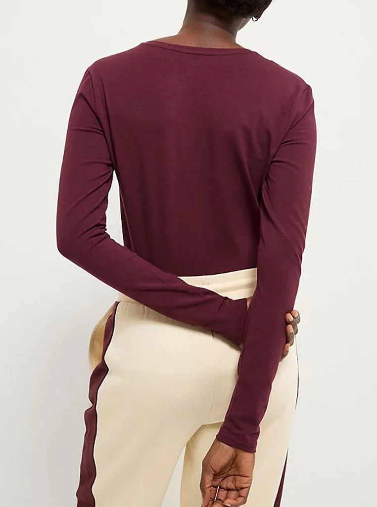 Womens Scoop Neck Long Sleeve Cotton Jersey T-Shirt - Image 15