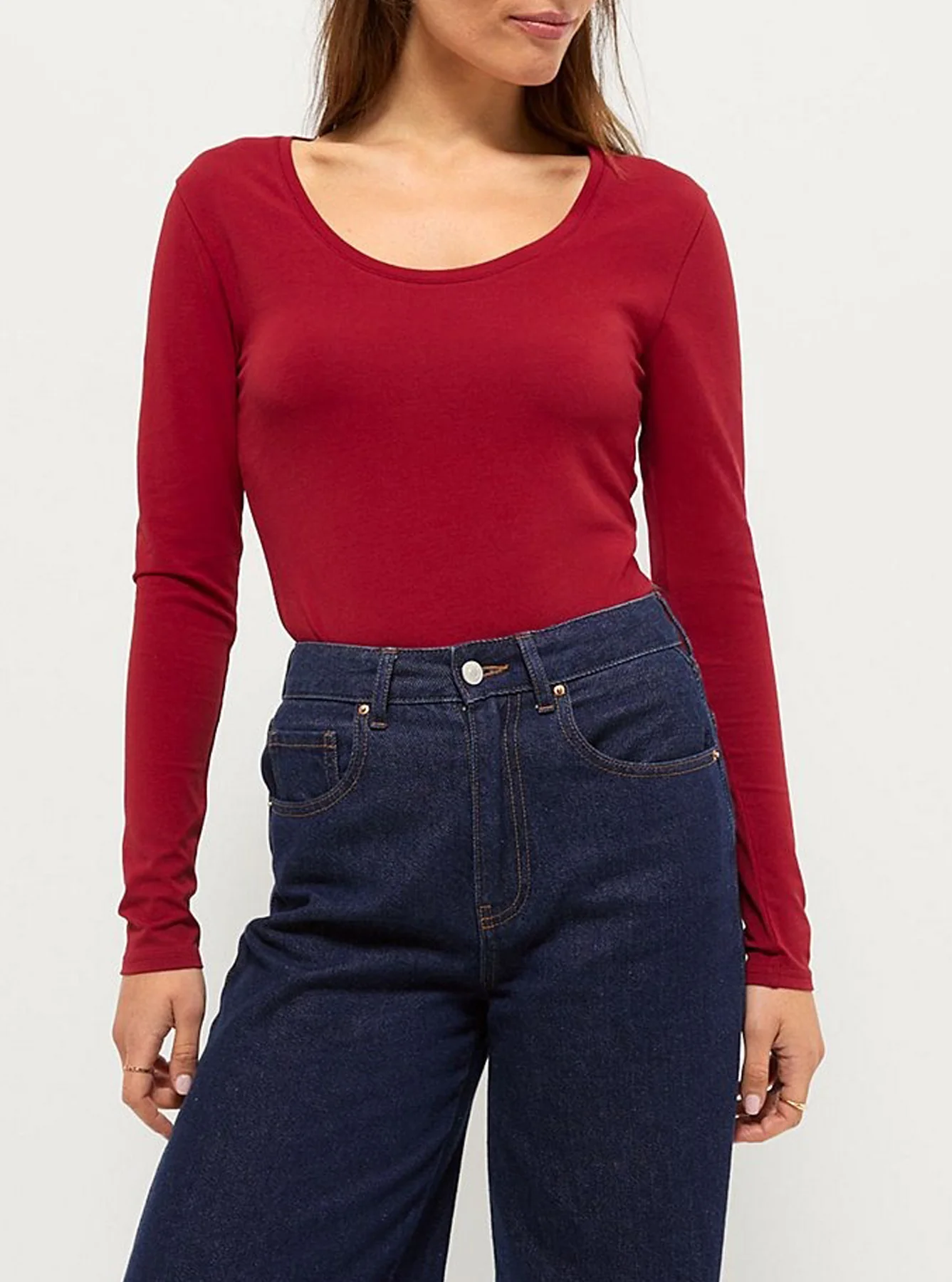 Womens Scoop Neck Long Sleeve Cotton Jersey T-Shirt - Image 8