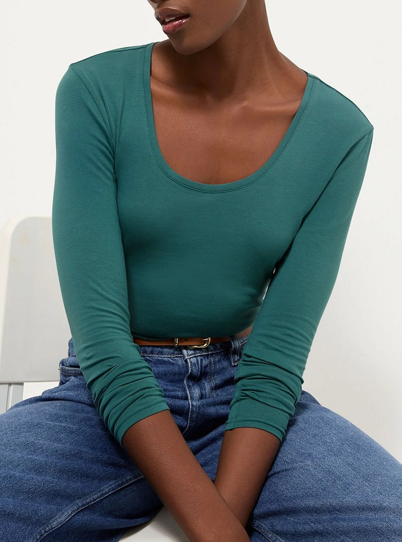 Womens Scoop Neck Long Sleeve Cotton Jersey T-Shirt - Image 9