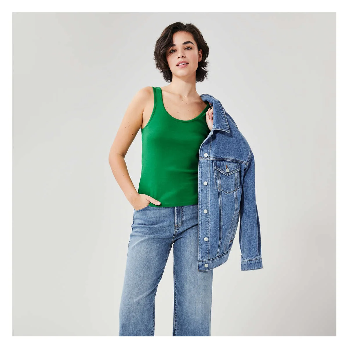 Womens Scoop Neck Organic Cotton Fitted Tank Top - Image 3