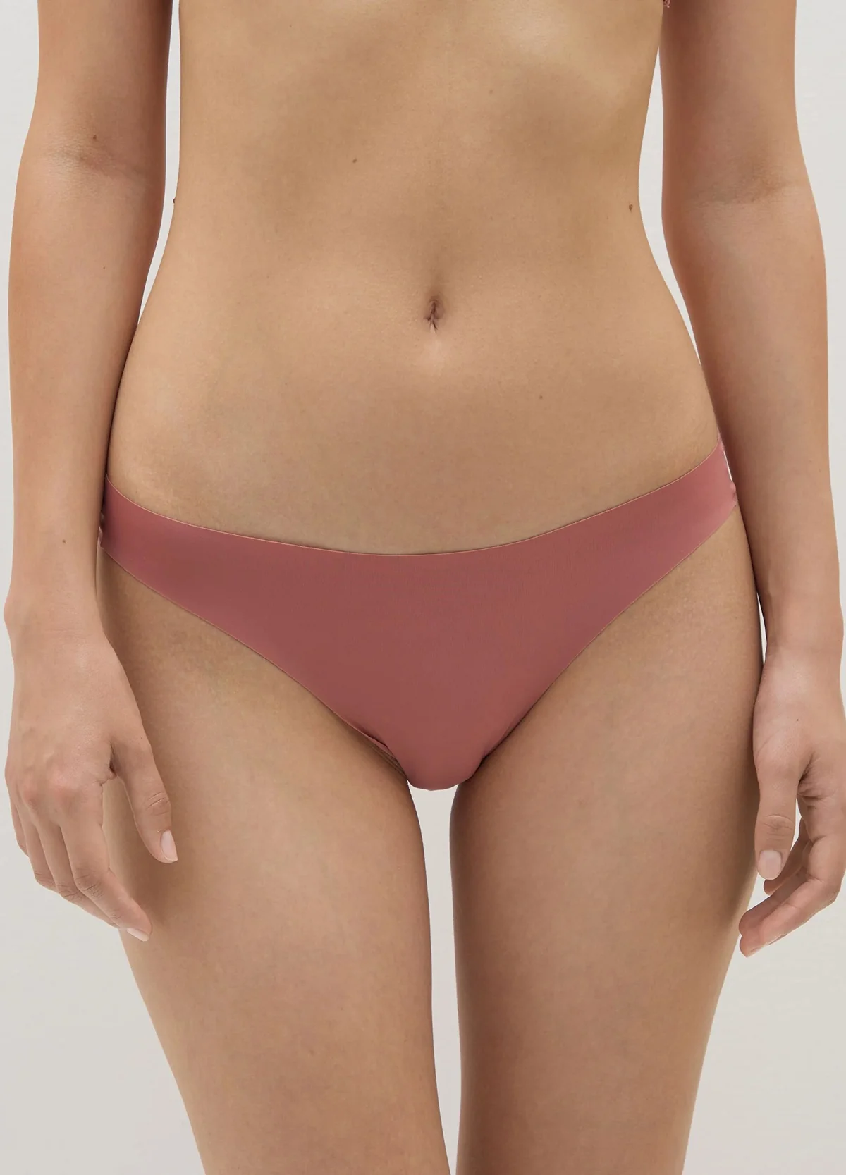 Womens Seamless Mid Rise Nylon Stretch Invisible Comfort Thong - Image 20