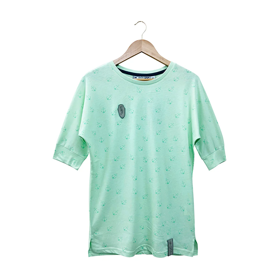 Womens Semi Long Side Vent Crewneck Casual Cotton T-Shirt - Image 10