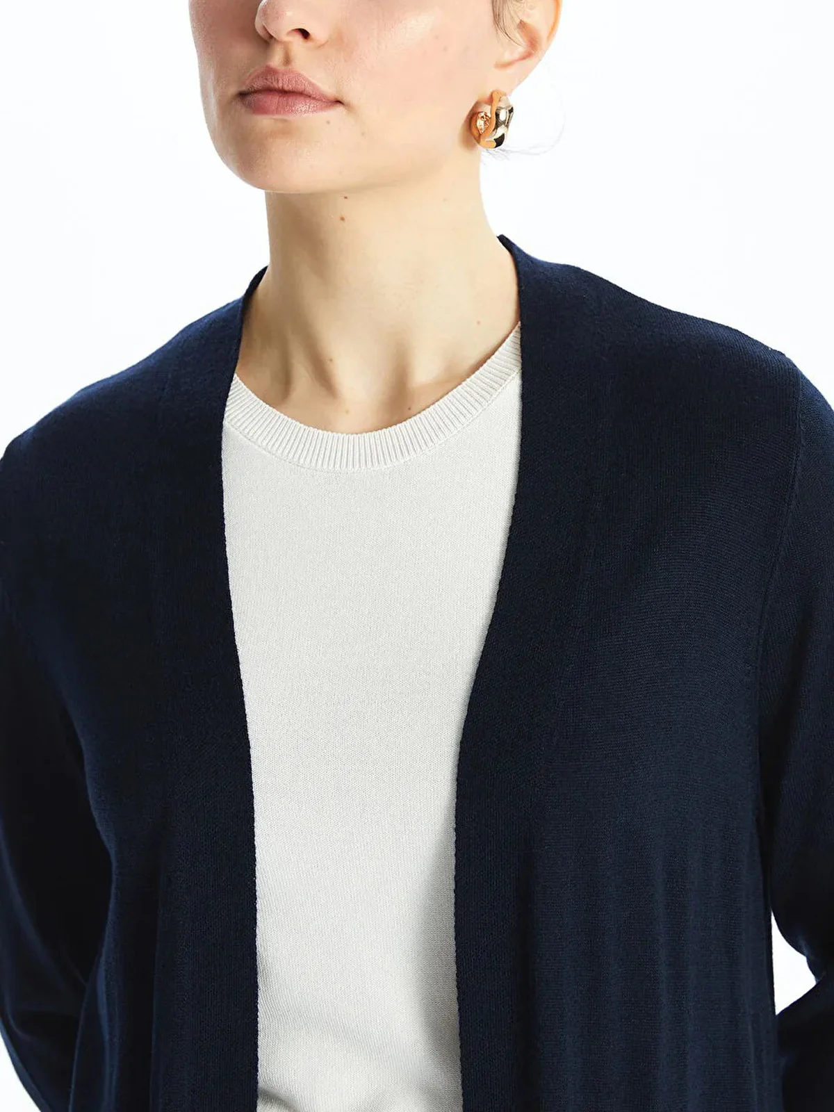 Womens Shawl Collar Tricot Midi Length Cardigan - Image 10