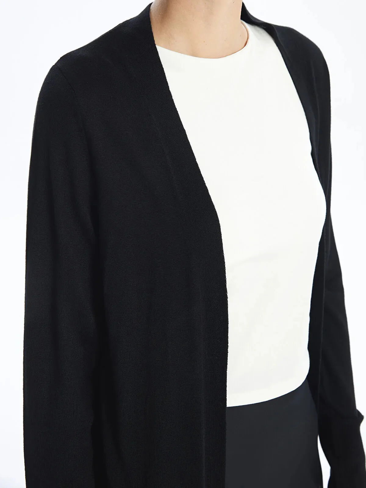 Womens Shawl Collar Tricot Midi Length Cardigan - Image 15