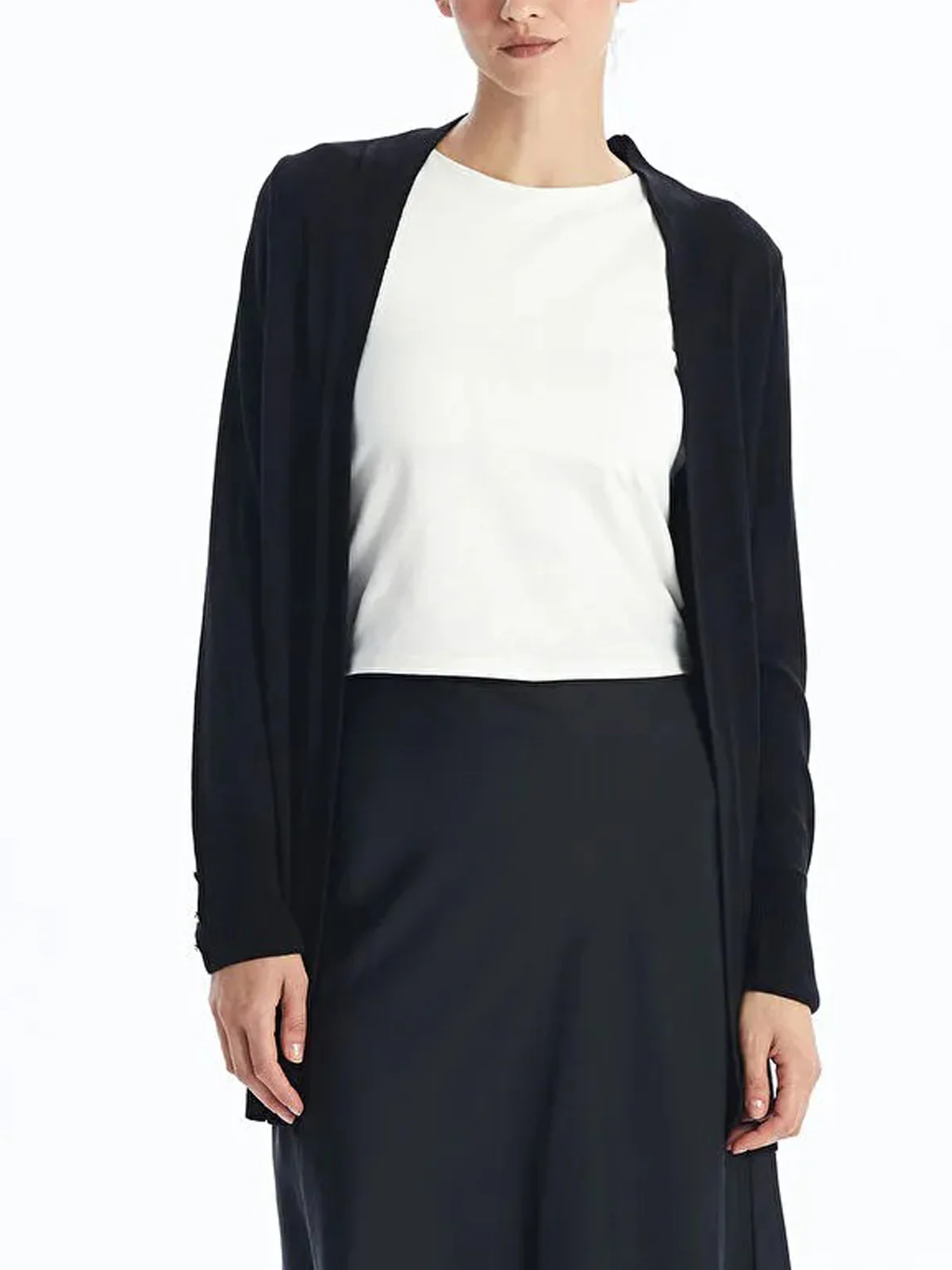 Womens Shawl Collar Tricot Midi Length Cardigan - Image 3