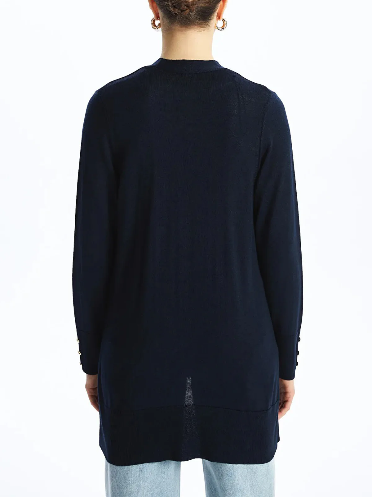 Womens Shawl Collar Tricot Midi Length Cardigan - Image 7