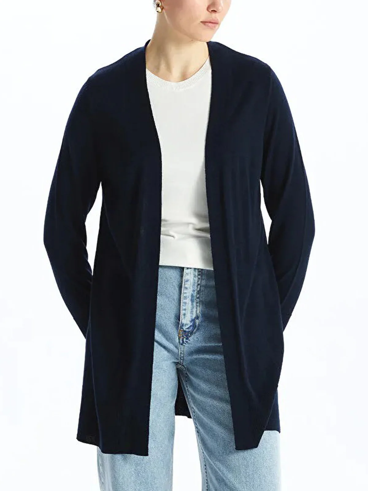 Womens Shawl Collar Tricot Midi Length Cardigan - Image 9