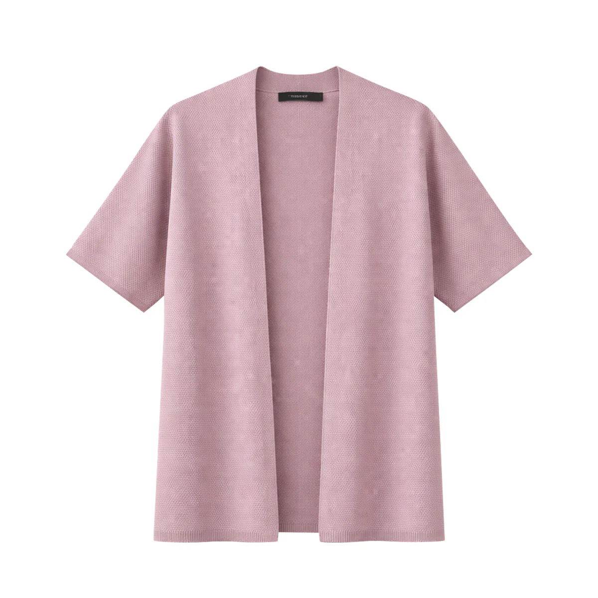 Womens Short Sleeve Textured Knit Open-Front Cardigan - Image 10