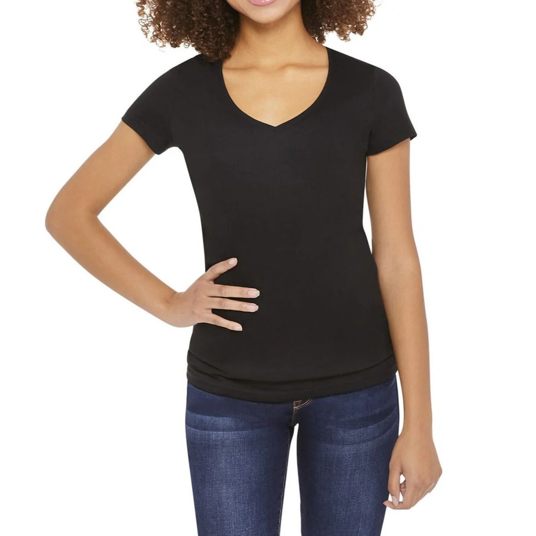 Womens Short Sleeve V-Neck Cotton T-Shirt - Image 13