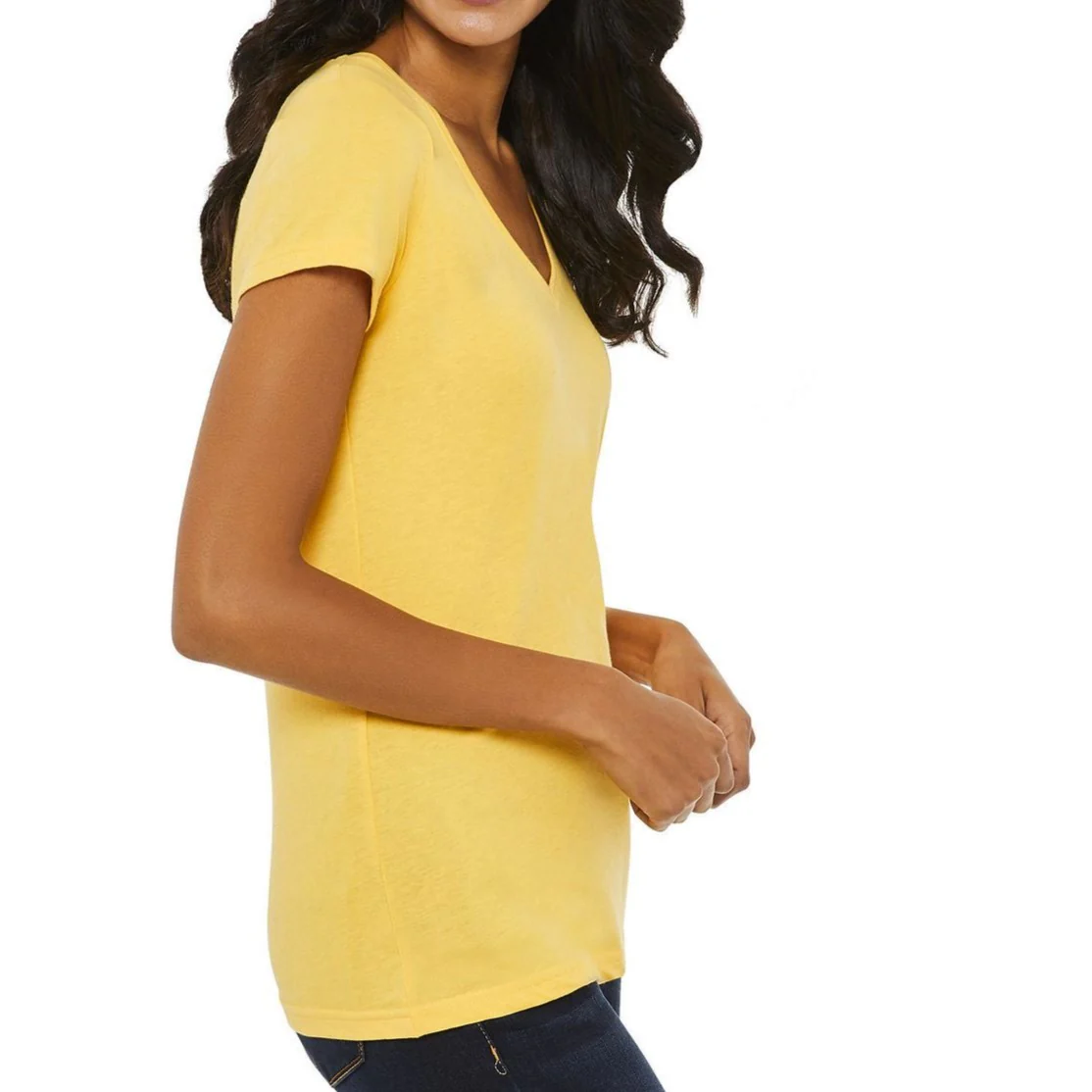Womens Short Sleeve V-Neck Cotton T-Shirt - Image 4